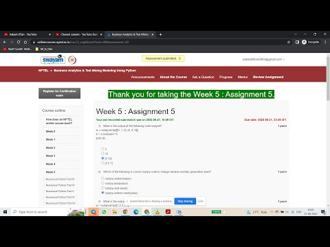 Week 5 | Assignment 5 | Business Analytics & Text Mining Modeling Using Python | | NPTEL Solution |