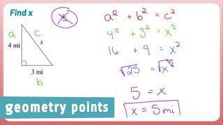 Geometry Points: The Pythagorean Theorem (Find a Missing Hypotenuse)