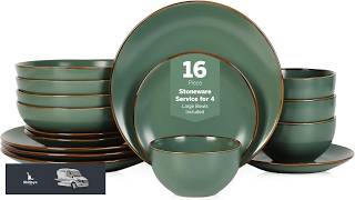Stone Lain Brasa Modern Stoneware 16 Piece Dinnerware Sets Plates and Bowls