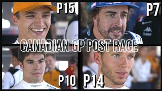 LANDO NORRIS, LANCE STROLL, FERNANDO ALONSO & PIERRE GASLY POST RACE INTERVIEW CANADIAN GP 2022