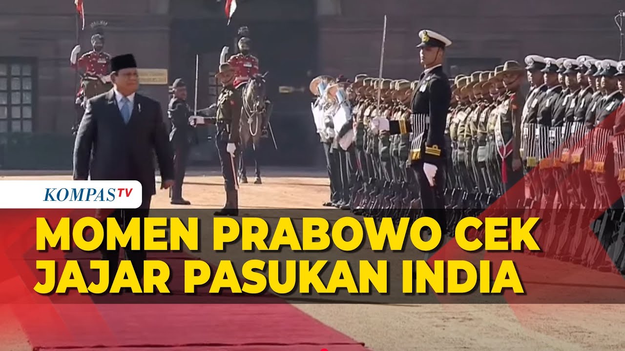 Momen Presiden Prabowo Cek Jajar Pasukan Kehormatan India di Istana Rashtrapati Bhavan, New Delhi