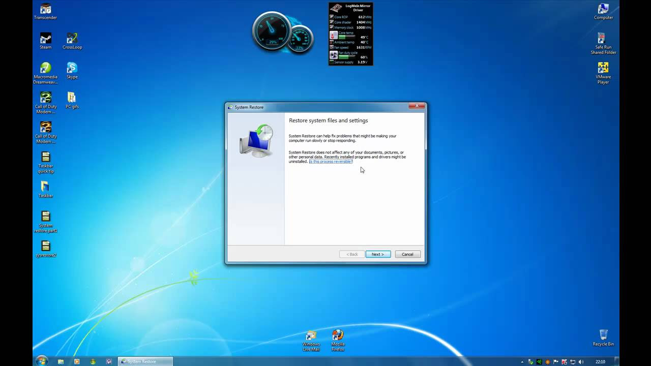 การ รี สโตร์ windows 7  Update New  Windows 7 System Restore