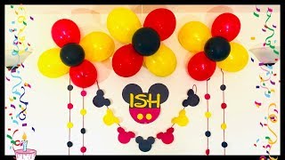 kids birthday party decoration at home \/ mickey mouse theme birthday decoration.