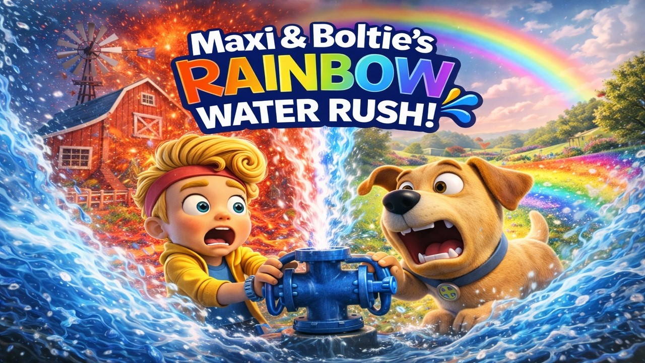 Maxi & Boltie’s Rainbow Water Rush! 🌈💦 Farm Chaos  Funny Cartoon for Kids