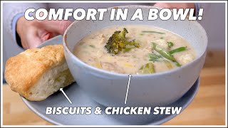 This Creamy Chicken Stew With Biscuits is the PERFECT Comfort Food!