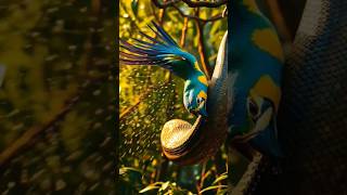 Brutal Fight: Parrot Vs Snake#birds #nest#aishorts #nature #animalattack