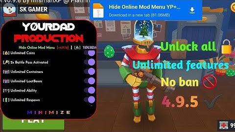 Hide online mod menu no ban version 4.9.15 with unlock all and unlimited features ( Must try ) 💥