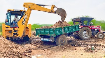 JCB 3DX Backhoe Loading Mud | Swaraj 744 FE Unloading Mud | New Holland 5500