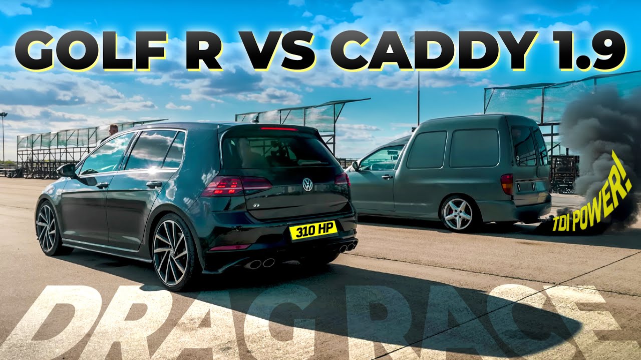 1.9 AZ ISTEN? PD Caddy vs Golf R - Gyorsulás (1/4 mérföld drag race, 100-200!)