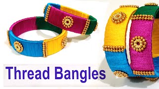 4 Colours Silk thread bangles at home / colourful Handmade Bangles / Craft Idea / Homemade Jewellery