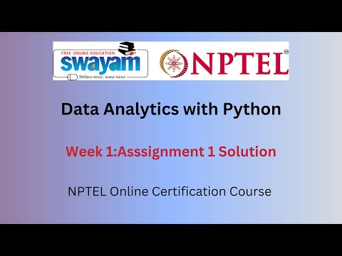 Data Analytics with Python NPTEL week 1 assignment answers | Jan 2025 |