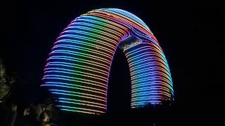 Light show at the Sheraton Huzhou Resort, Zhejiang, China.