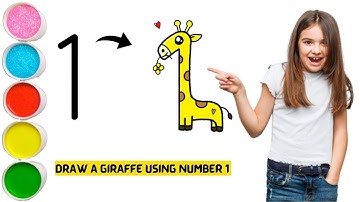 How to Turn 1 into Giraffe | Learn to Draw Giraffe using number - 1 | Coloring and Drawing Giraffe