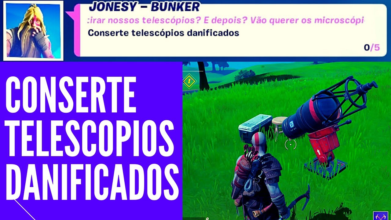 Desafio Conserte Telescópios Danificados Tarefas Prenúncio Fortnite