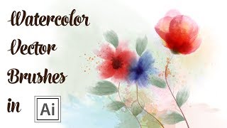 Watercolor Drawing with Vector Brushes - How to draw Colorful Flowers in Adobe Illustrator