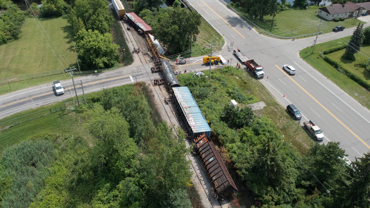 Drone Pictures of the LSRC Kawkawlin Michigan Train Derailment From July 21st, 2023