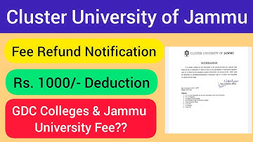 Fee Refund Notification for Cluster University of Jammu | Jammu University (All GDC Colleges)