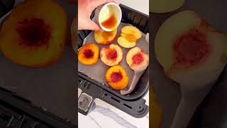 Air Fryer Baked Peaches / Peach Cobbler https://lifemadesweeter.com/air-fryer-peaches/