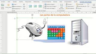Inserting images in Word for children.