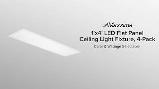Maxxima 1'x4' LED Flat Panel Ceiling Light, Selectable CCT/Wattage, Up to 4000 Lumens, 4 Pack