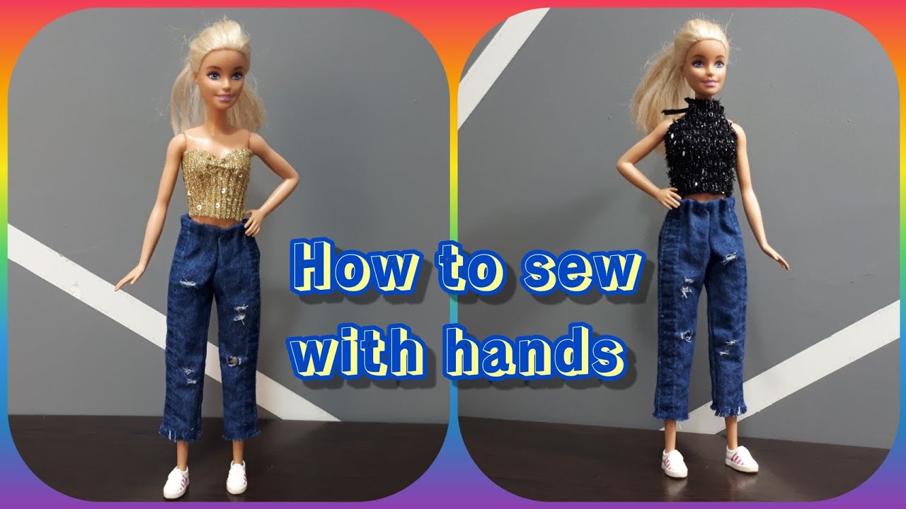 How to sew Barbie clothes with hand No machine No glue barbie 
