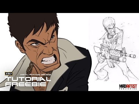 digital-artist-&-illustrator-patrick-brown-tutorial-on-how-to-draw-&-paint-tony-montana-of-scarface