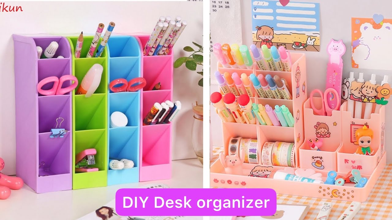 DIY Desk Organizer / DIY Desk Decor Ideas / Study table decoration ...