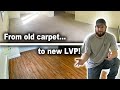 How to Remove Carpet and Install Vinyl Flooring | Duralux Luxury Vinyl Plank LVP over Concrete