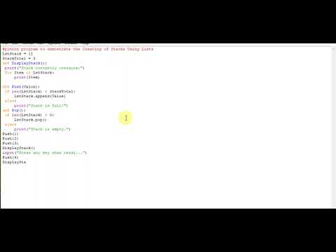python program to demostrate the Creating of Stacks Using Lists