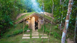 Girl Solo Bushcrafts Camping Build The Most Amazing Underground House, Girl The Builder