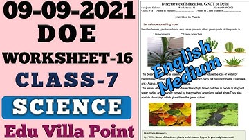 Class 7 Science Worksheet 16(09/09/2021) English medium| Class 7 Science  | Edu Villa Point