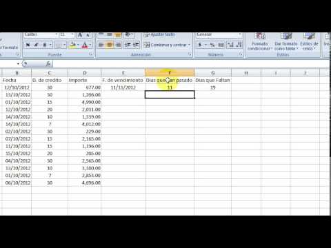 calcular vencimiento de facturas en excel