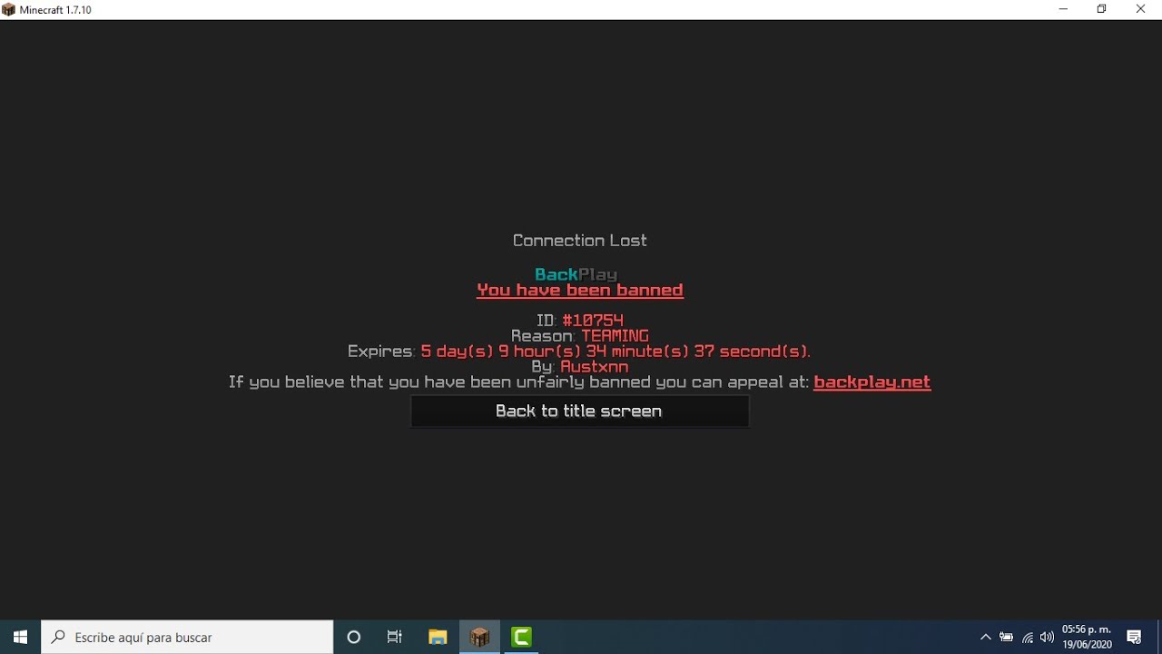 BANEADO POR 6 DIAS EN BACKPLAY ¡LOL!