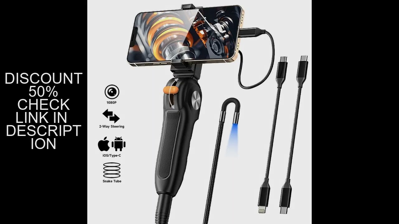 6.2mm/8.5mm Articulating Borescope 1080P 2-Way 180° Steering Hand-held Industrial Endoscope Inspecti