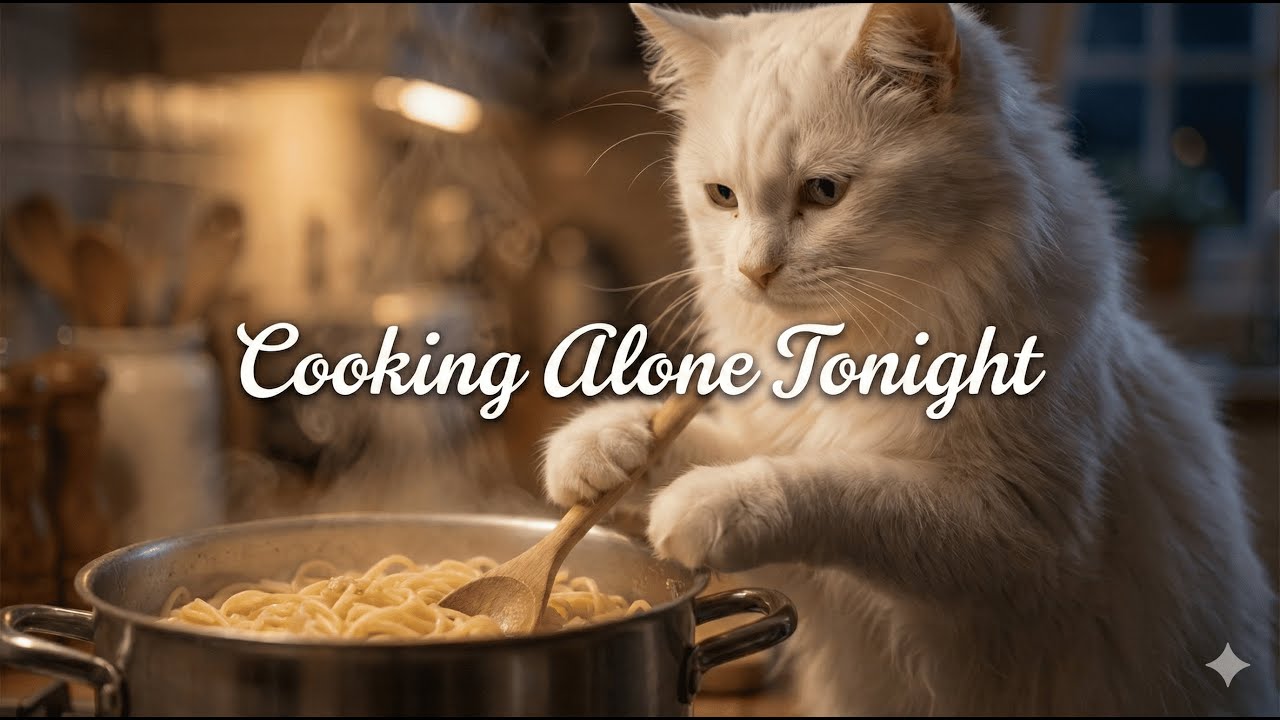 Relaxing AI Cat Cooking Pasta 🍝 | Calm Music for Sleep & Stress Relief