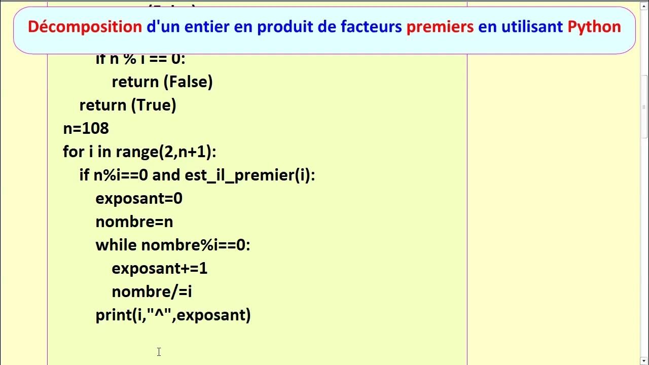 Décomposition en prod-fact-commun avec Python - YouTube