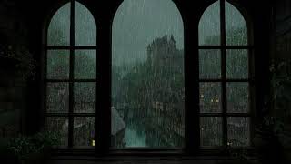 🌧️ Medieval Window Rain Ambience 🏰 | Cozy Atmosphere for Better Sleep