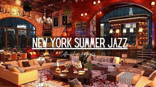 New york summer jazz\/rainy new york bar jazz with thunderstorm asmr