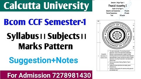 Bcom Semester 1 | Syllabus2025-26 | Subjects | Marks Distribution | Calcutta University | Bcom Book