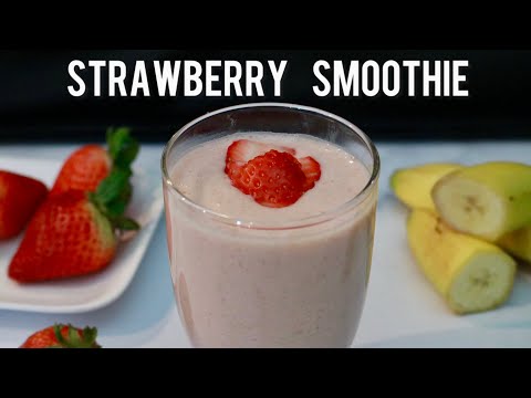 1-Minute Easy Healthy Strawberry Smoothie  | Strawberry Banana Smoothie | How to make a smoothie