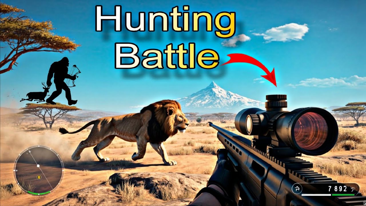 Hunting the lion, monarch of the savannah, with a high-powered rifle.