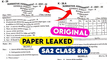 8th Class Biology SA2 Question Paper 2022 AP | Original Paper | 2021-2022