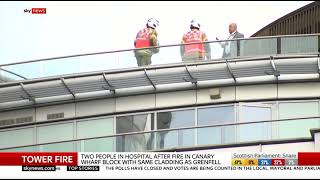 Ballymore New Providence Wharf Fire Blackwall Canary Wharf First Sky News Package 7/5/21