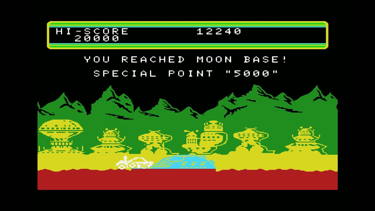 Moon Patrol MSX Gameplay - Vintage Side-Scrolling Driving Shooter!