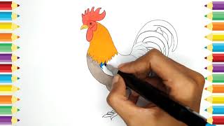Cara Menggambar Ayam Dengan Mudah 🐥🐥🐥 Menggambar dan Mewarnai Ayam Jantan || El Art