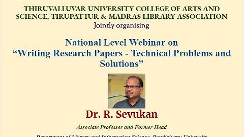 Webinar on “Writing research papers - Technical problems and solutions ”