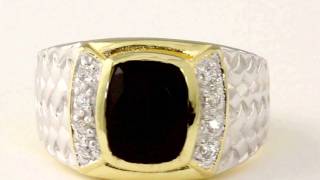 Mens Onyx 18Ksterling Silver Ring