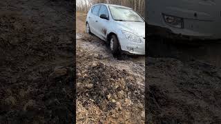 While my car is broken my wife’s car struggling near the beaver dams🤷‍♂️ 4x4 is mandatory for this.