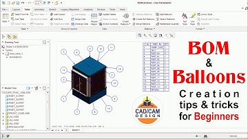 BOM & BALLOON CREATION IN CREO | DRAWING FORMAT | LIST OF PARTS