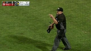 SF@PHI: Home-plate umpire ejects a fan in the 6th